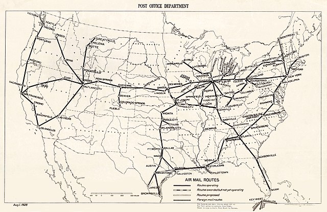 Air Mail route map of 1928