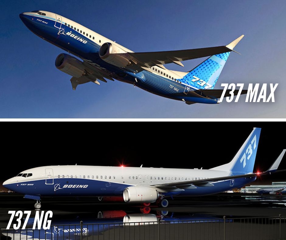 Technical differences between Boeing 737 MAX and 737 NG
