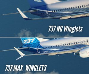 The differences in winglets between Boeing 737 MAX and 737 NG